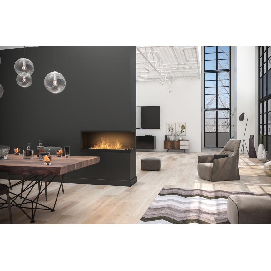 InFire - Corner BIO fireplace 110x45 cm 3kW svart