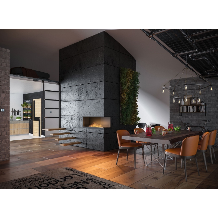 InFire - Corner BIO fireplace 110x45 cm 3kW svart