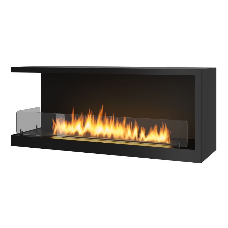InFire - Corner BIO fireplace 110x45 cm 3kW svart