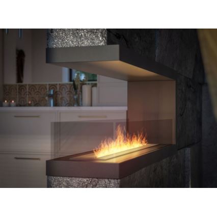 InFire - Corner BIO fireplace 120x50 cm 3kW bifacial