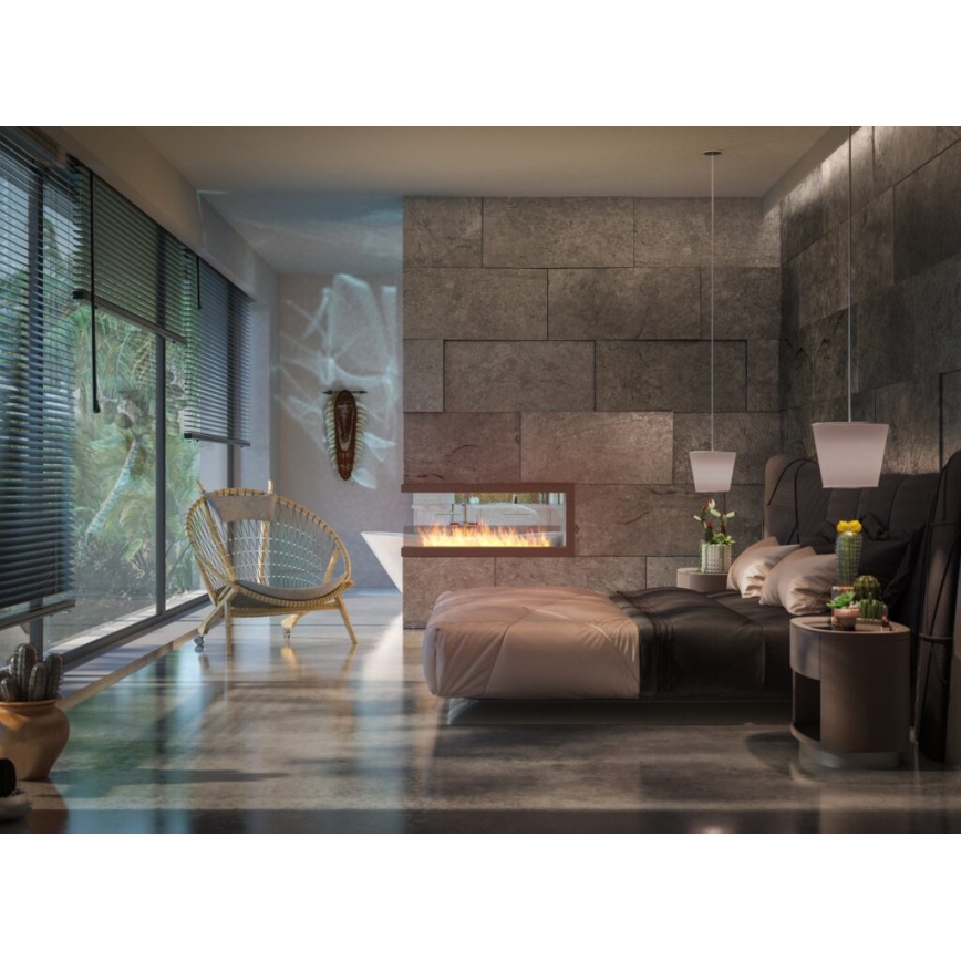 InFire - Corner BIO fireplace 120x50 cm 3kW bifacial