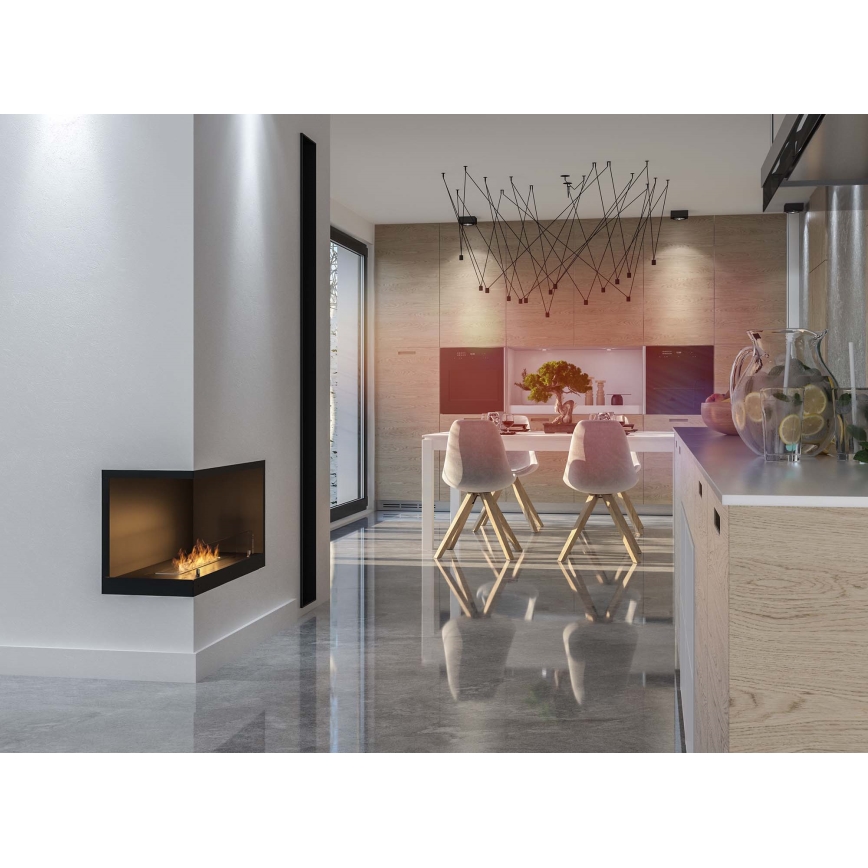 InFire - Corner BIO fireplace 80x45 cm 3kW svart