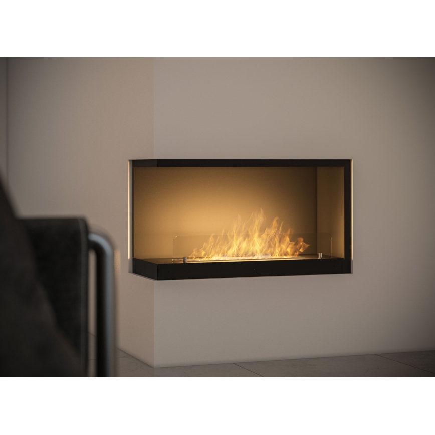 InFire - Corner BIO fireplace 80x45 cm 3kW svart