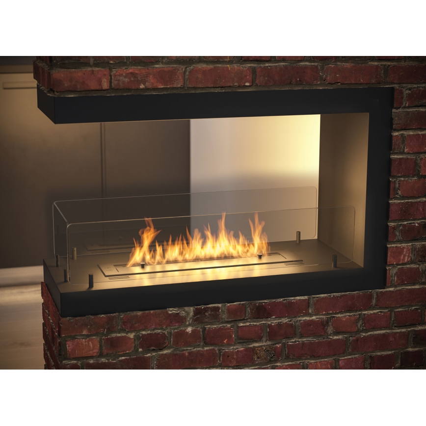 InFire - Corner BIO fireplace 80x50 cm 3kW bifacial