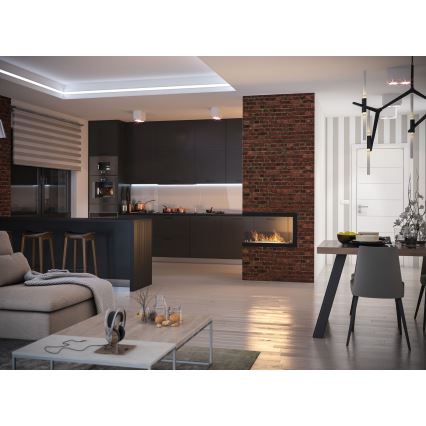 InFire - Corner BIO fireplace 80x50 cm 3kW bifacial