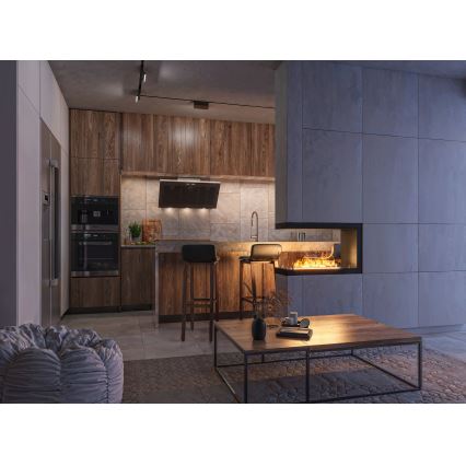 InFire - Corner BIO fireplace 80x50 cm 3kW bifacial