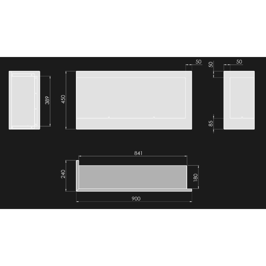 InFire - Hörn BIO eldstad 45x90 cm 3kW svart