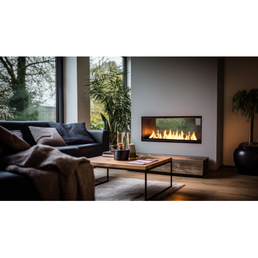 InFire - Inbyggd BIO eldstad 48,5x123,5 cm 6kW svart