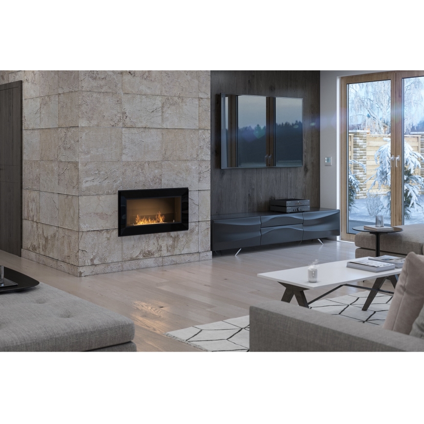 InFire - Inbyggd BIO eldstad 49x90 cm 3kW svart