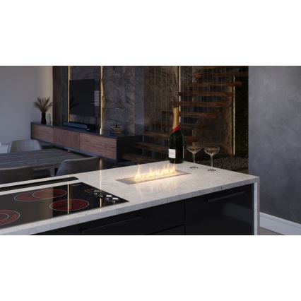 InFire - Inbyggd BIO eldstad 5,5x50 cm 3kW matt krom