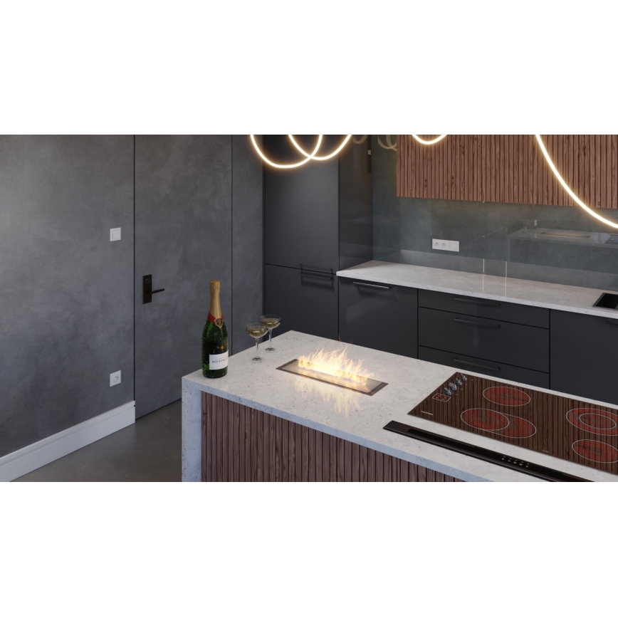 InFire - Inbyggd BIO eldstad 5,5x50 cm 3kW svart