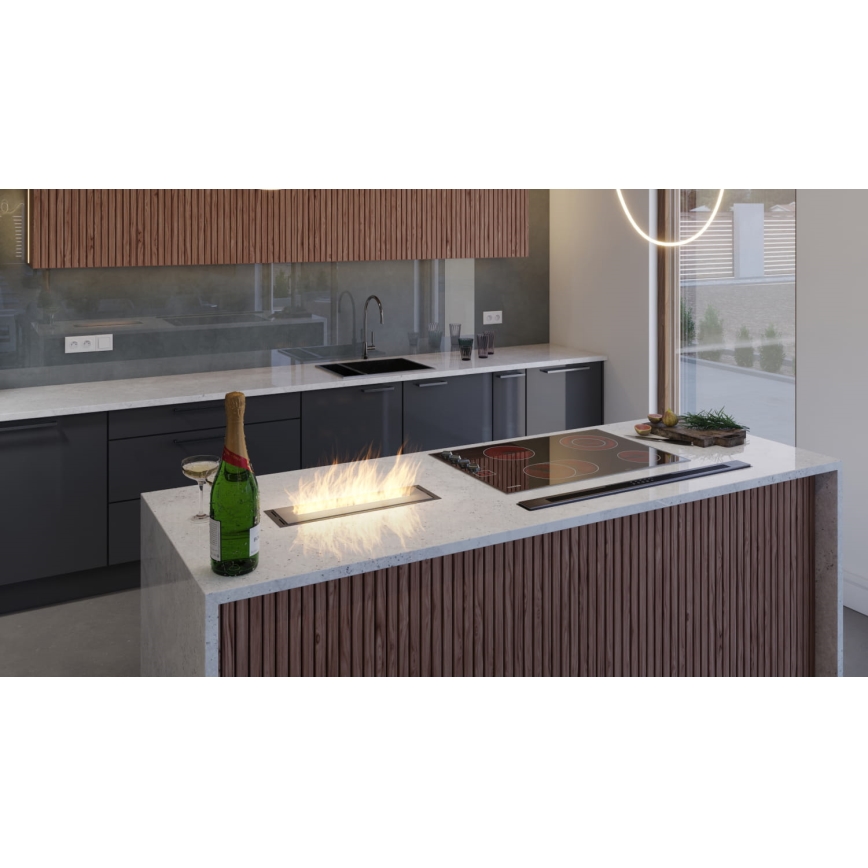 InFire - Inbyggd BIO eldstad 5,5x50 cm 3kW svart