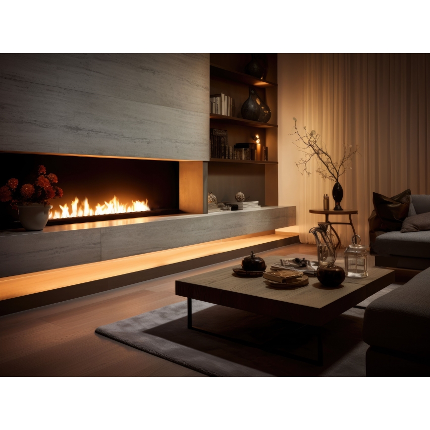 InFire - Inbyggd BIO eldstad 7,5x120 cm 7kW svart