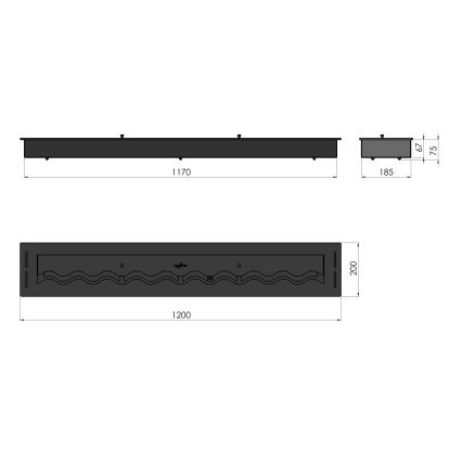 InFire - Inbyggd BIO eldstad 7,5x120 cm 7kW svart