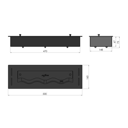 InFire - Inbyggd BIO eldstad 7,5x50 cm 3,5kW svart