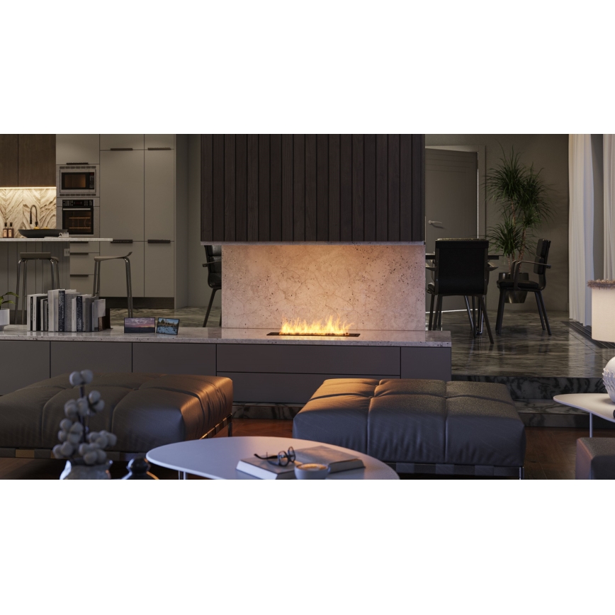 InFire - Inbyggd BIO eldstad 7,5x60 cm 3,5kW svart