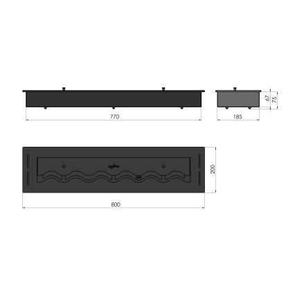 InFire - Inbyggd BIO eldstad 7,5x80 cm 6kW svart