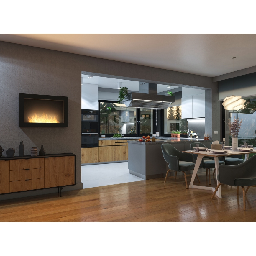 InFire - Wall BIO fireplace 80x56 cm 3kW svart