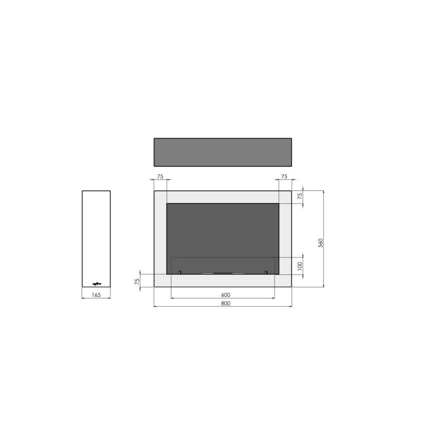 InFire - Wall BIO fireplace 80x56 cm 3kW svart