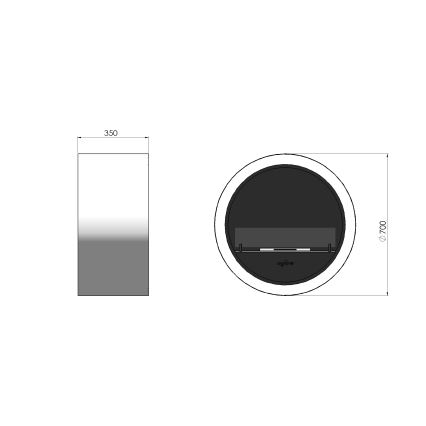 InFire - Wall BIO fireplace diameter 70 cm 3kW vit