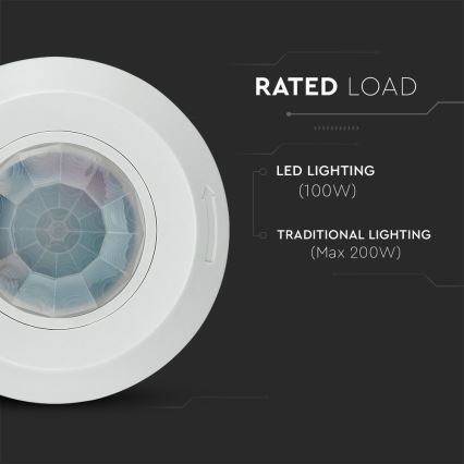 Infraröd rörelsesensor 360° 200W/230V vit