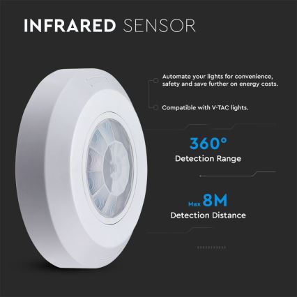 Infraröd rörelsesensor 360° 200W/230V vit