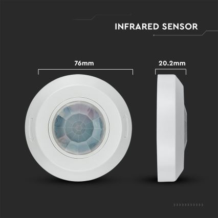 Infraröd rörelsesensor 360° 200W/230V vit