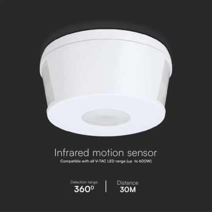 Infraröd rörelsesensor 360° 230V vit
