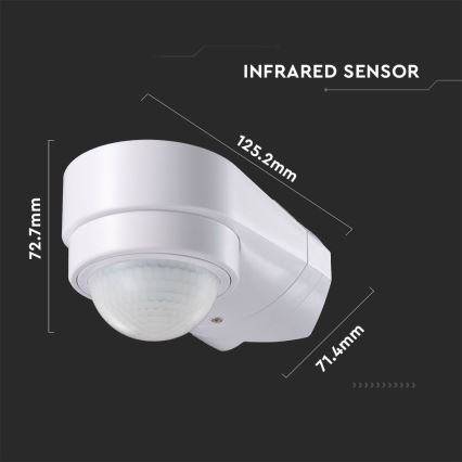 Infraröd utomhusrörelsesensor 240° 600W/230V IP65 vit