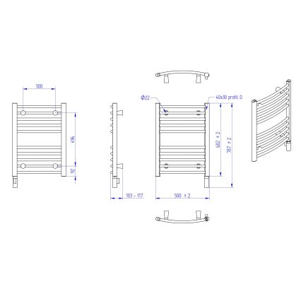 Instal Projekt - Elektrisk badrumsradiator AMBRE 300 W 68 x 50 cm vit