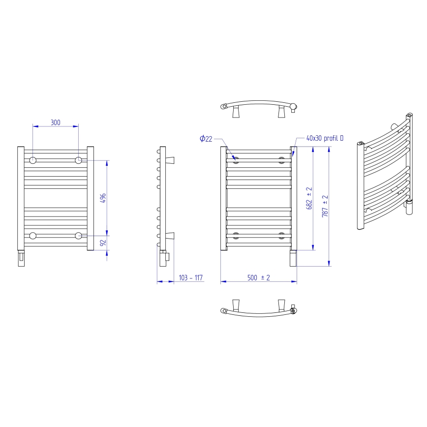 Instal Projekt - Elektrisk badrumsradiator AMBRE 300 W 68 x 50 cm vit