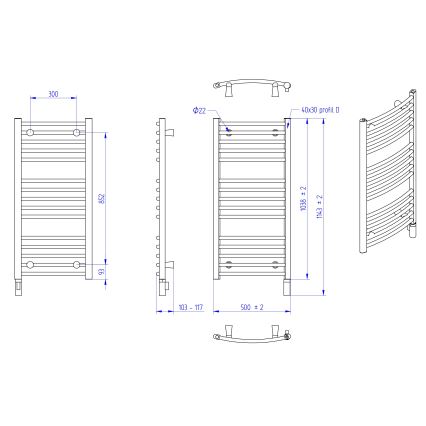 Instal Projekt - Elektrisk badrumsradiator AMBRE 400W 103x50 cm vit