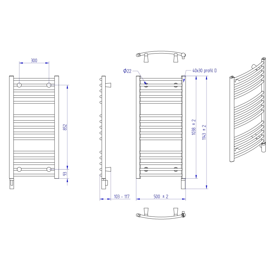Instal Projekt - Elektrisk badrumsradiator AMBRE 400W 103x50 cm vit