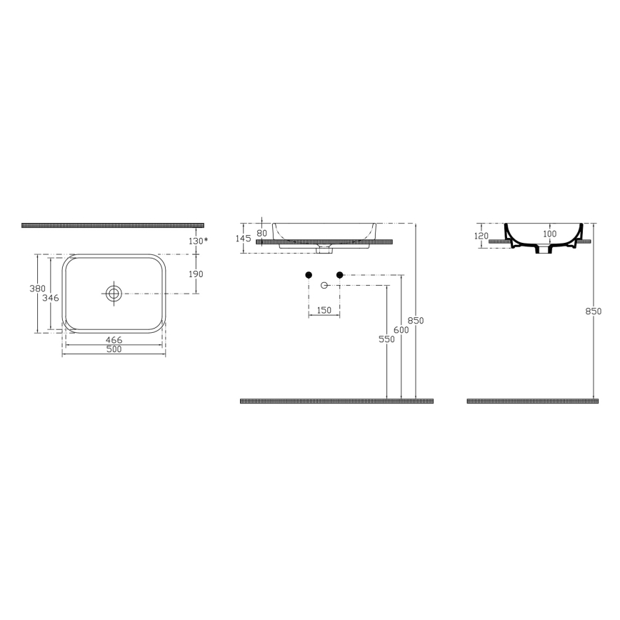 Isvea - Handfat för bänkskiva AQUA 50x38 cm keramik/vit