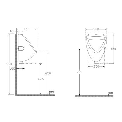 Isvea - Pissoar med övre vattenanslutning, keramik/vit