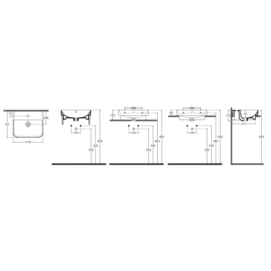 Isvea - Tvättställ för bänkskiva SOTT AQUA 48x42 cm keramik/vit