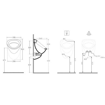 Isvea - Urinal DYNASTY med bakanslutning, vit