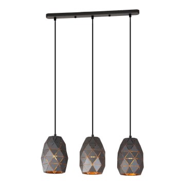 ITALUX - Ljuskrona med textilsladd HARLEY 3xE27/40W/230V antracit