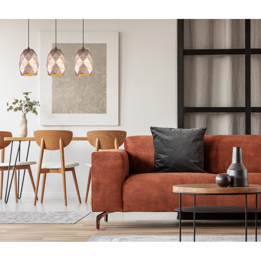 ITALUX - Ljuskrona med textilsladd HARLEY 3xE27/40W/230V guld