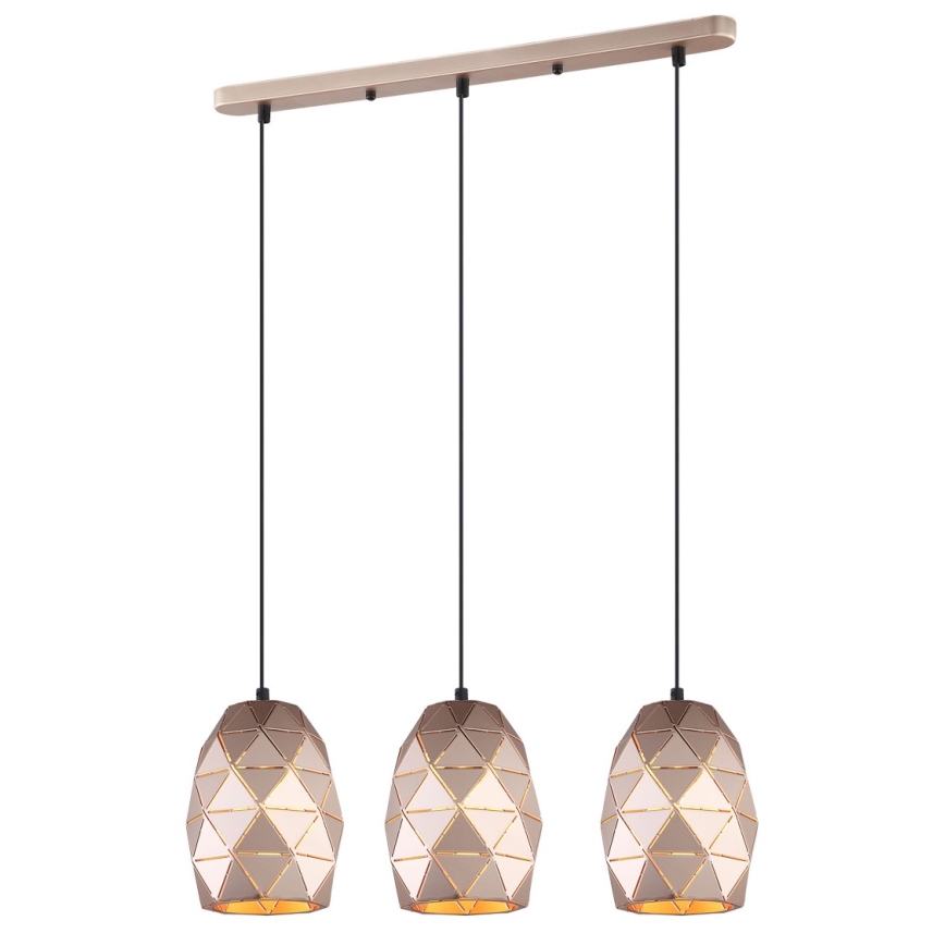 ITALUX - Ljuskrona med textilsladd HARLEY 3xE27/40W/230V guld