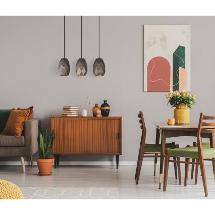 ITALUX - Ljuskrona med textilsladd HARLEY 3xE27/40W/230V antracit