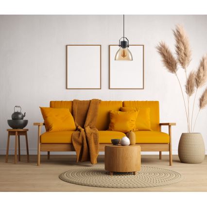 ITALUX - Ljuskrona med textilsladd DARLENA 1xE27/40W/230V svart/brun