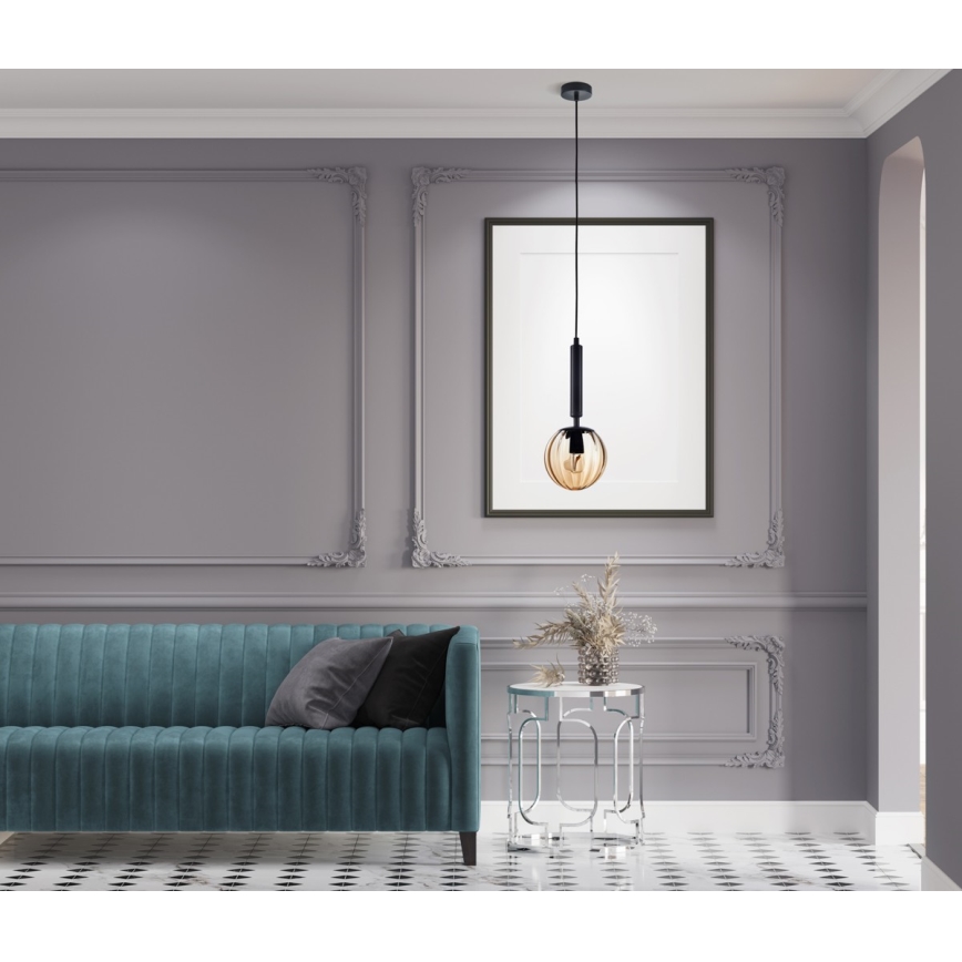 ITALUX - Ljuskrona med textilsladd RAVENA 1xE27/10W/230V svart