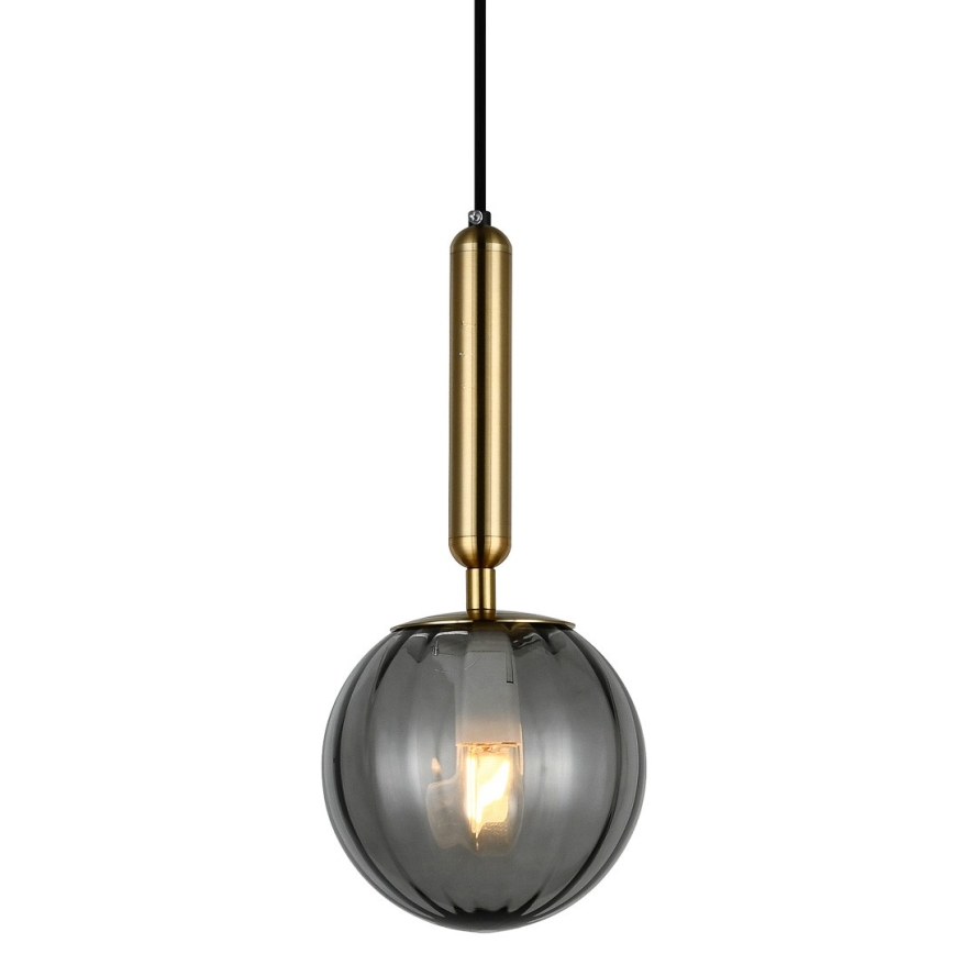 ITALUX - Ljuskrona med textilsladd RAVENA 1xE27/5W/230V svart/mässing