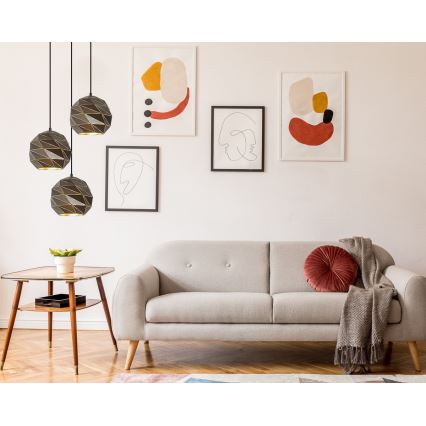 ITALUX - Ljuskrona med textilsladd PALERMO 3xE27/40W/230V antracit