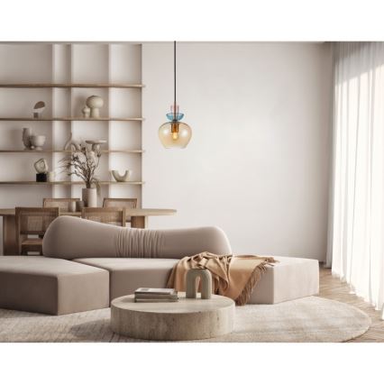 ITALUX - Taklampa på vajer FANDA 1xE27/40W/230V guld/rökbeige