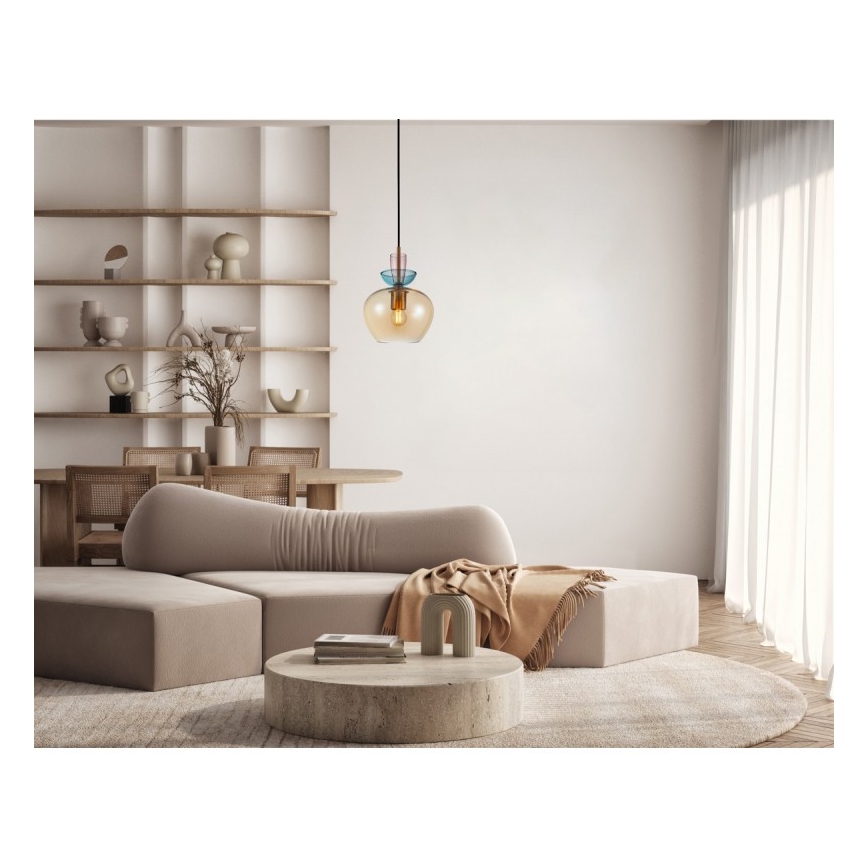 ITALUX - Taklampa på vajer FANDA 1xE27/40W/230V guld/rökbeige