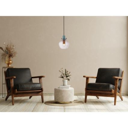 ITALUX - Takpendel med kabel FANDA 1xE27/40W/230V guld/rökgrå