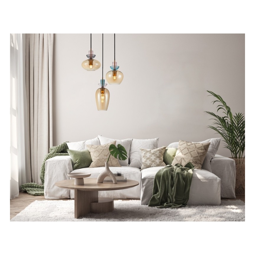 ITALUX - Pendellampa med kabel FANDA 3xE27/40W/230V guld/rökbeige