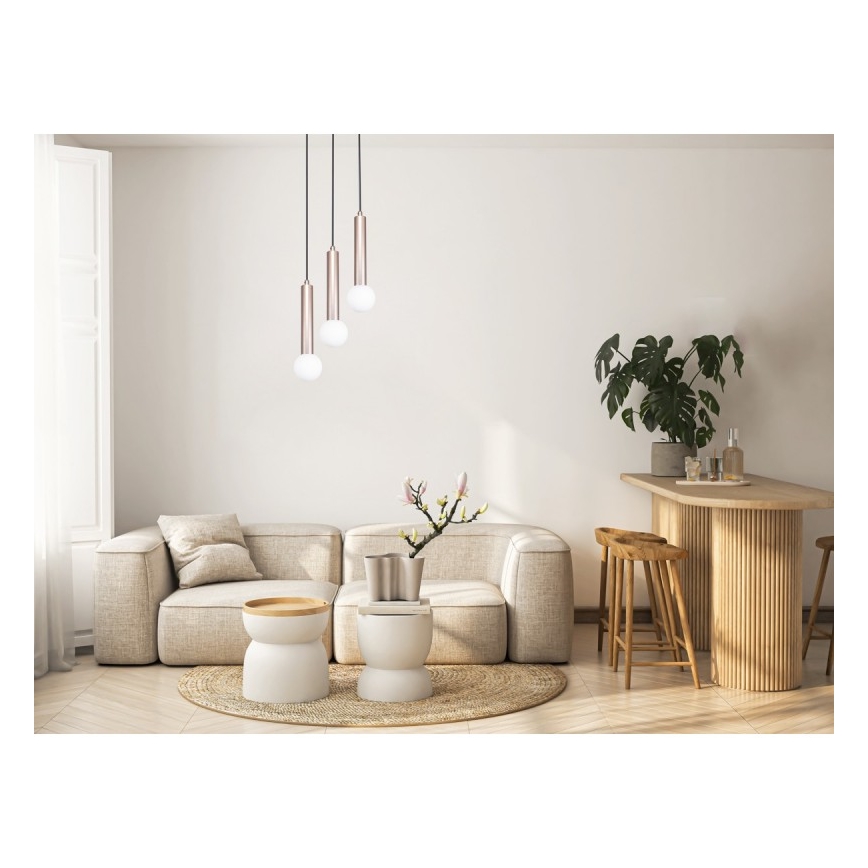 ITALUX - Pendellampa med kabel FILANO 3xG9/5W/230V roséguld